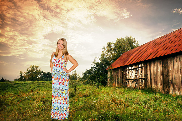 Sunset By An Old Barn